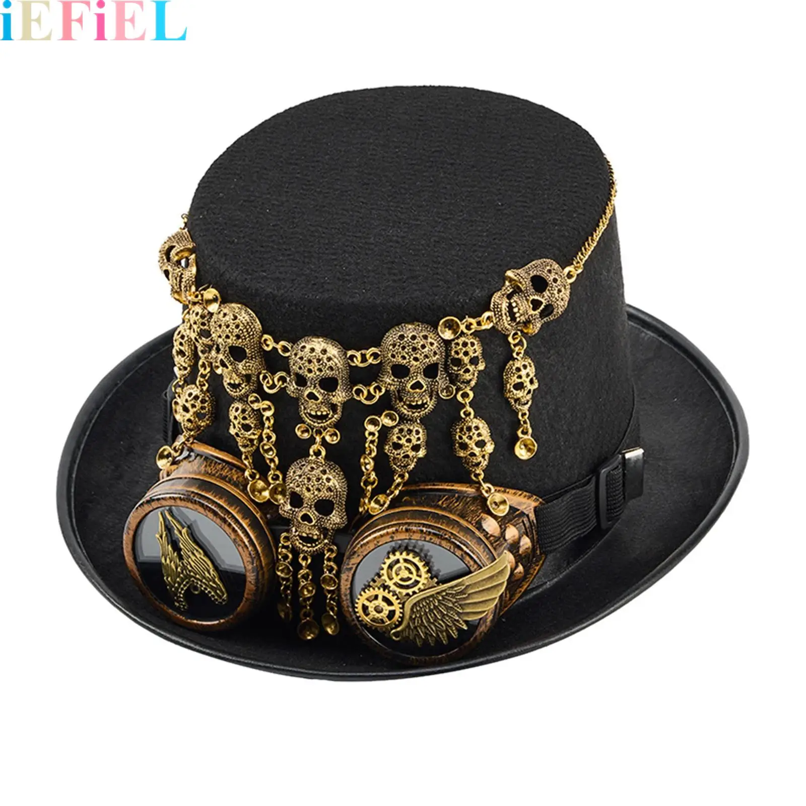 

Unisex Gothic Punk Hat Decorated Top Hat for Men Women Cosplay Masquerade Halloween Theme Party