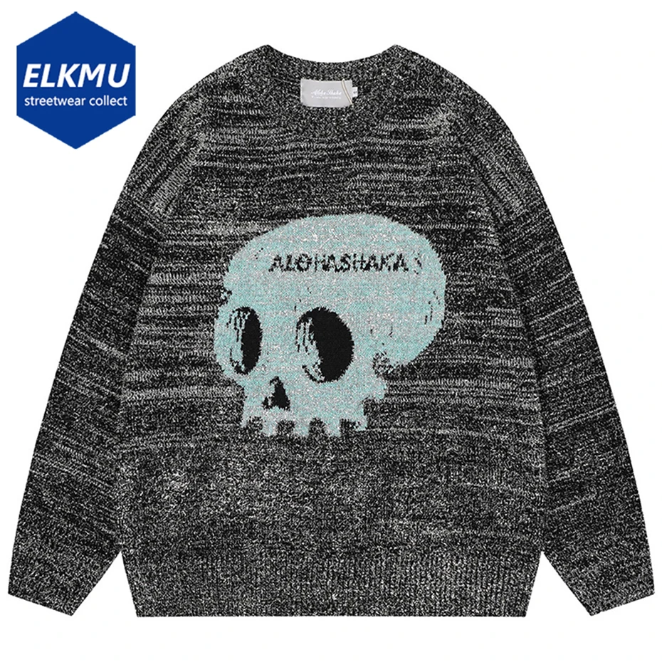 

Skulls Graphic Men Sweaters Vintage Oversized Sweaters Knit Jumpers Streetwear Harajuku Hip Hop Oversized Sweaters Knitwear