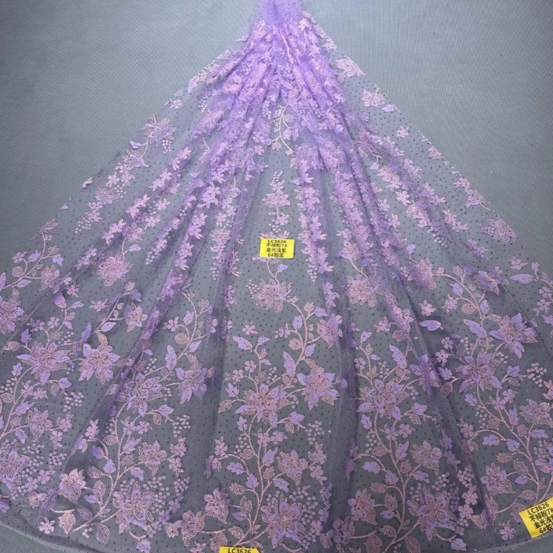 

Don't lose powder Lavender Patterned Wedding Dress Fabric with Mesh Gold Spray Lace 150cm Wedding Party Spray gold Tull fabric