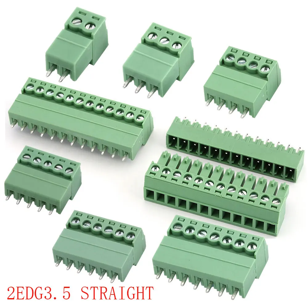 3.5mm Pitch 2EDG3.5 Terminal Block 2P 3 4 5 6 7 8 9 10 11 12 13 16Pin Straight Male Plug Female Socket Pin Header Wire Connector