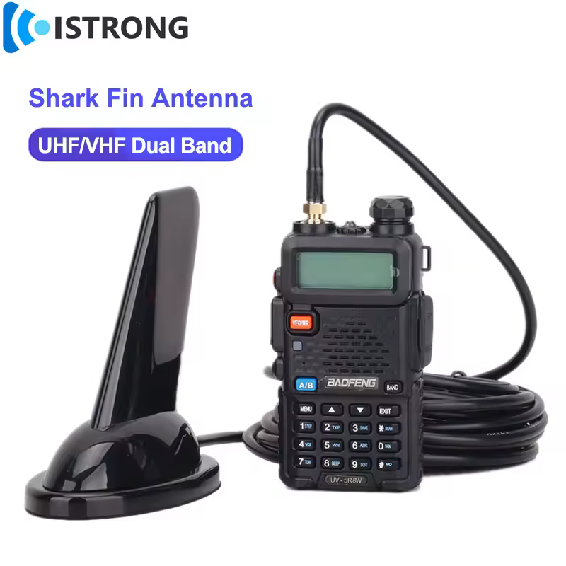 Baofeng UHF/VHF antena de aleta de tiburón de doble banda Walkie Talkie de coche antena de Radio portátil SMA-hembra para BF-888S UV-5R/9R Cable RG58