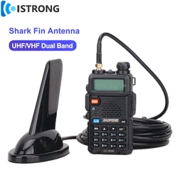 Baofeng UHF/VHF Dual Band Shark Fin Antenna Car Walkie Talkie Handheld Radio Antenna SMA-Female for BF-888S UV-5R/9R RG58 Cable