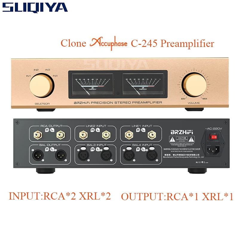 SUQIYA-Replica Accuphase C-245 Circuit Full Balanced HiFi Fever Preamplifier With Remote Control VU Meter RCA XRL Input Output