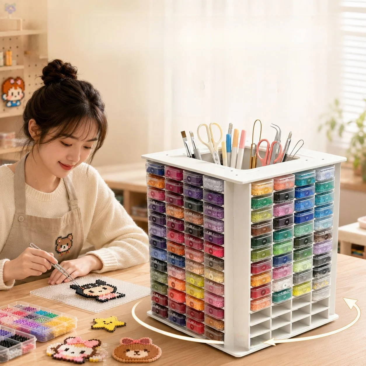360 Degree Rotating Storage Box Set Small Square Box 221 Color Rack Supplementary Complete Tool Material Package Bean Kit