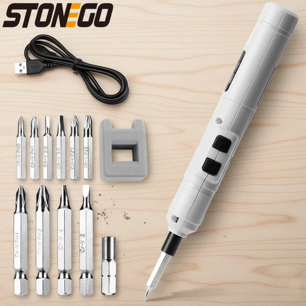 

USB Cordless Mini Electric Screwdriver Reversible Drill with Bits Kit Lightweight Durable Flexible Shaft Set