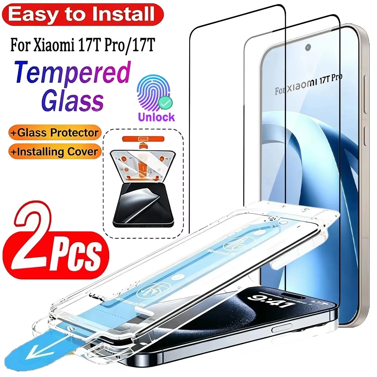 1-2PCS Easy Installation Screen Protector For Xiaomi 17T Pro Glass For Xiaomi 17 Pro Max Auto-Dust Boxs Protective Glass Film