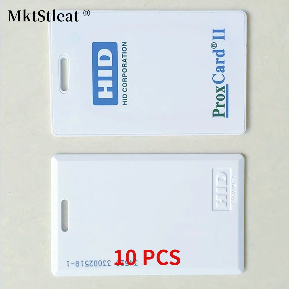 MktStleat H- ID  Thick Card, Thick Card, Pure White Card, HID PROX II, T5577, 125Khz, 10 Pcs