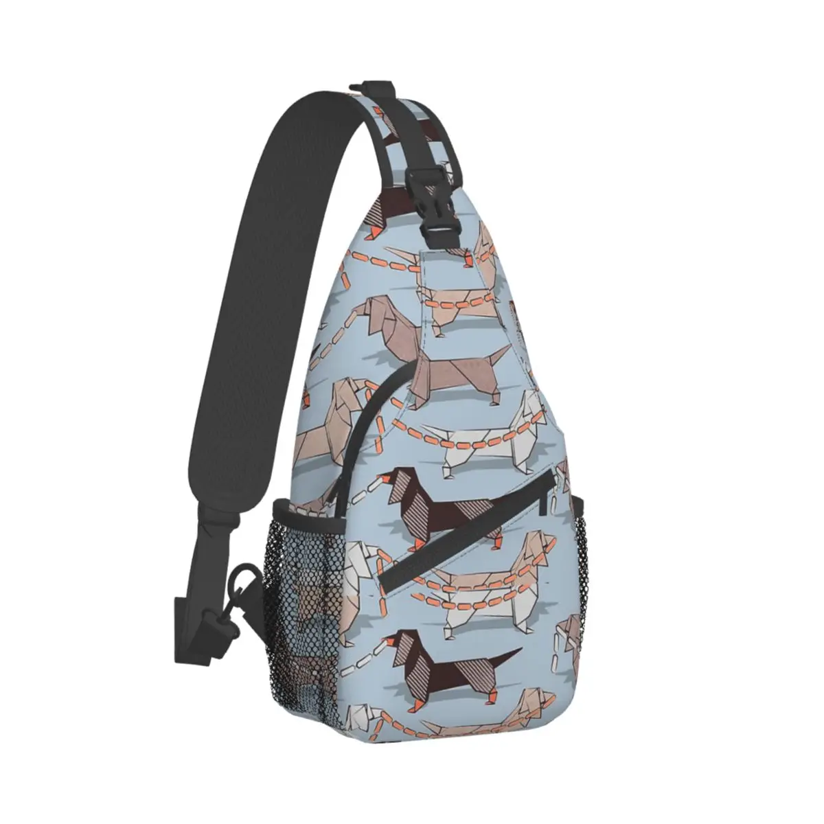 Origami Dachshunds Salsicha Cães Sling Bolsas, Peito Crossbody Ombro Sling Mochila, Viagem Caminhadas Daypacks, Bookbag, Wiener Doxie