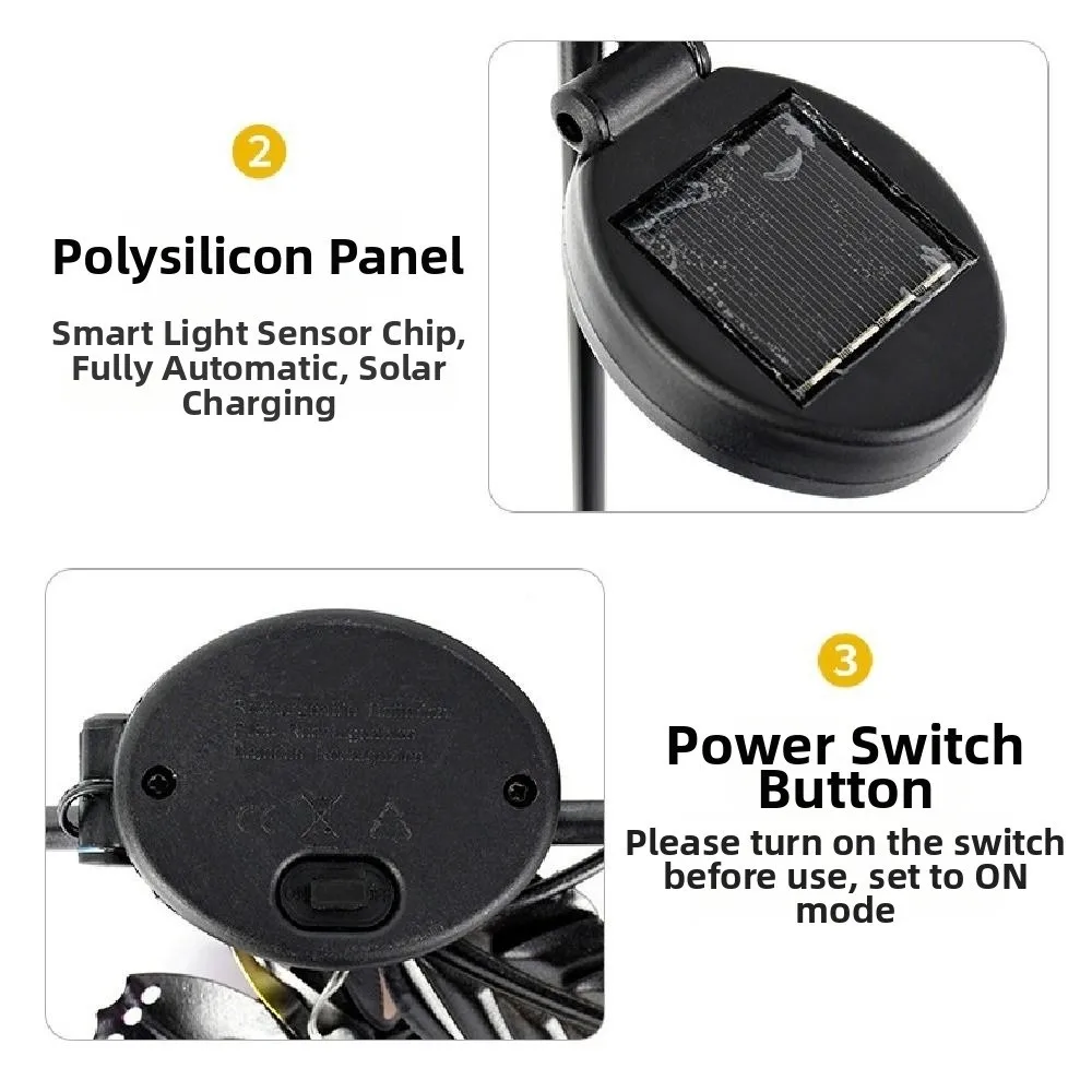 Lampada solare colorata a forma di ape a farfalla Lampada da terra da giardino solare impermeabile realistica Lampada da prato paesaggistica montata a terra in ferro