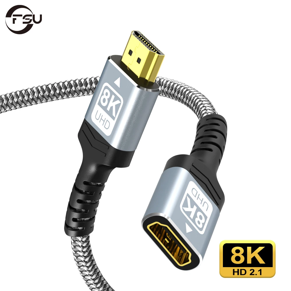 FSU 8K HDMI-compatible Extender cable,Male to Female Adapter,4K@120Hz 8K@60Hz 2.1 48Gbps,Compatible with PS5,PS4,TV PC,Blu-ray