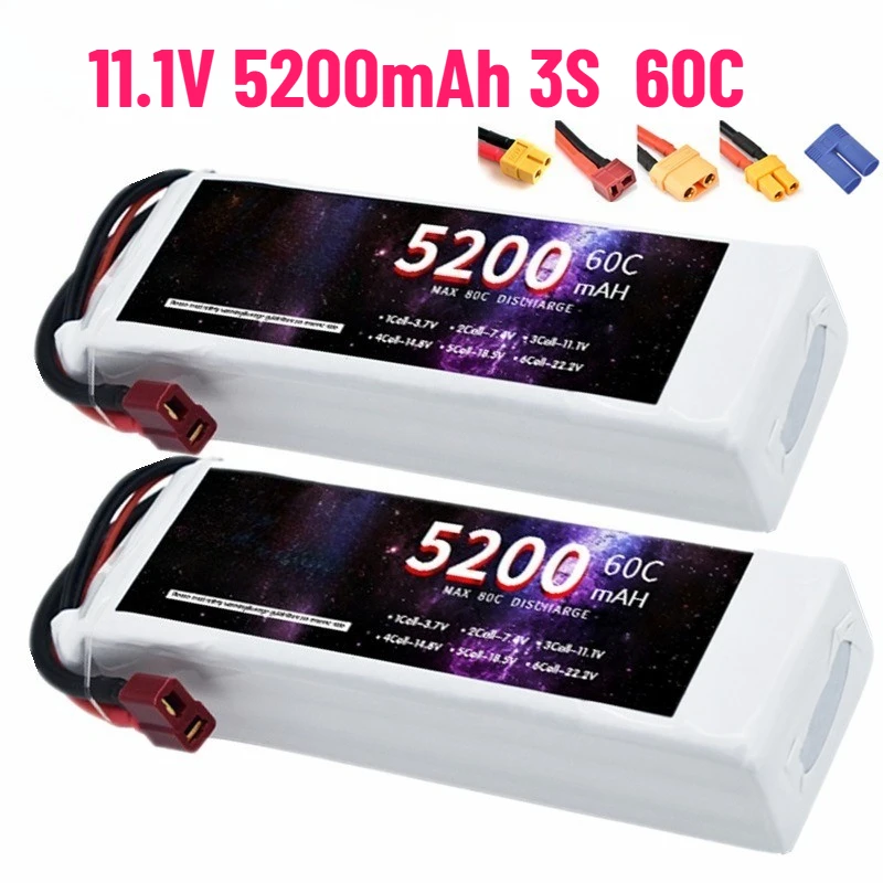 

3S 11,1 В 60C Lipo аккумулятор 5200 мАч для радиоуправляемого гоночного автомобиля, самолета, вертолета с вилкой T/XT60/XT90