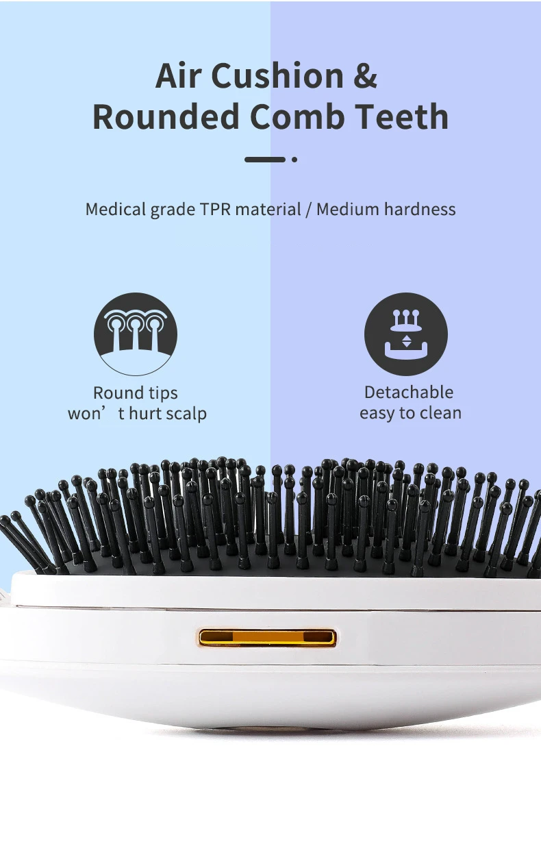 หวีนวดหนังศีรษะด้วยเครื่องพ่นน้ำเครื่องหนีบผมตรงแบบพกพา6000รอบต่อนาทีเครื่องนวดหนังศีรษะแบบถอดได้เครื่องนวดให้ความชุ่มชื้นผมเรียบ