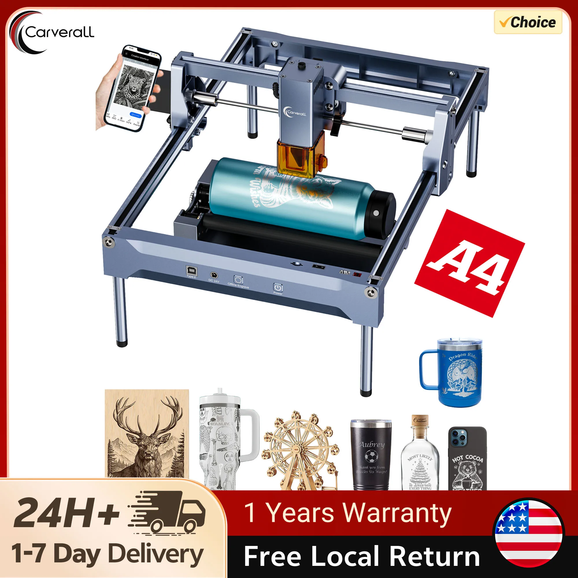 

K15 Pro Laser Engraving Machine, 7W/12W Optional, Laser Cutter and Engraver for Wood, Leather and 100+ Materials, with Free App