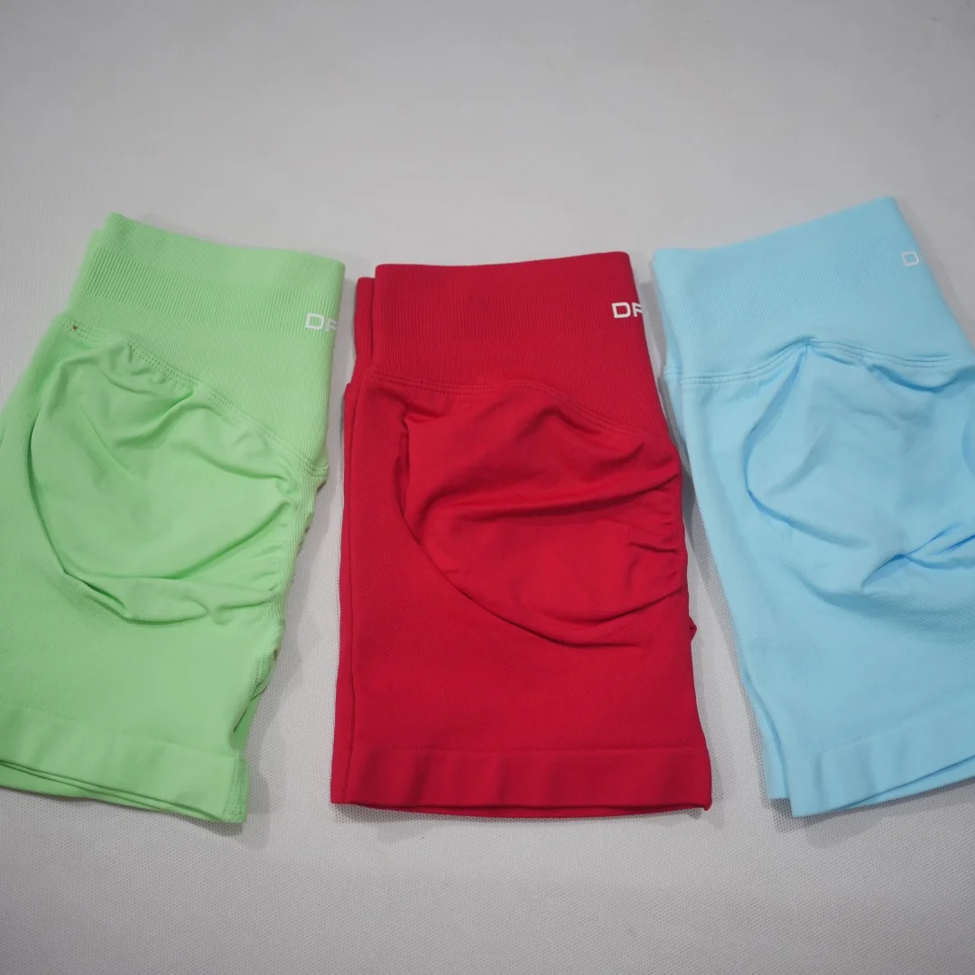 DF-LOGO Women High Rise Scrunch Booty Shorts Seamless Push Up Shaping Squat Proof Anti Rolling Fitness Gym Athletic Running Yoga
