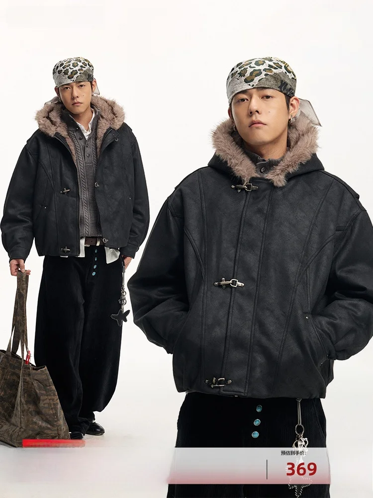 

Зимняя куртка CoosRetro American Sle для мужчин и женщин с меховым воротником и Aircrt Bule, свободная и модная верхняя одежда