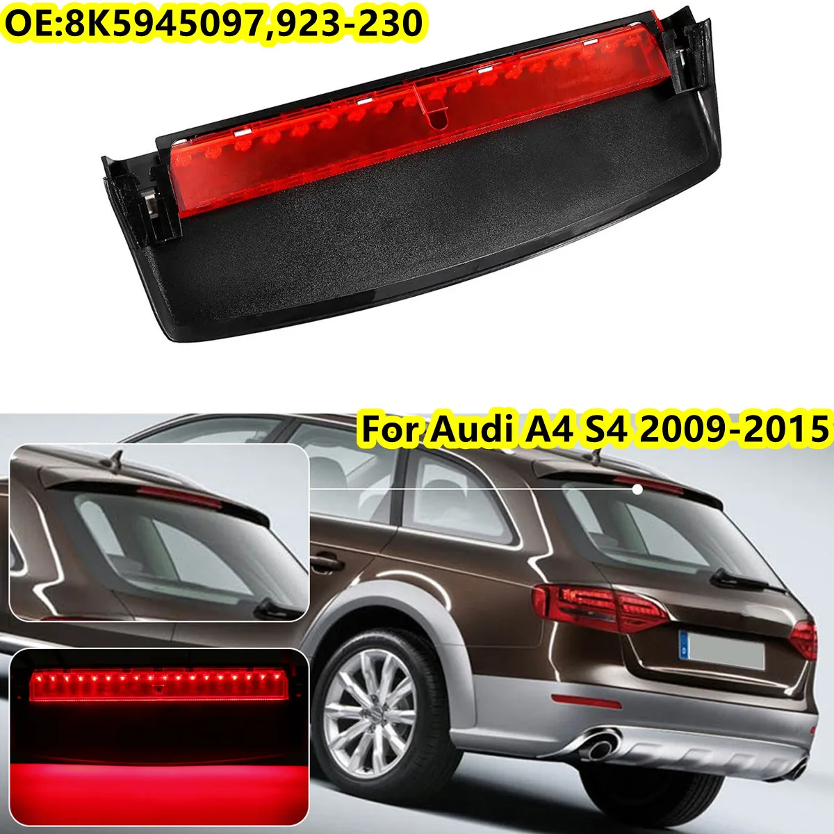 Red LED Third High Brake light For Audi A4 S4 A4L B8 Quattro 2009-2015 8K5945097 Mount Stop Signal Lamp Level Stop Lights 