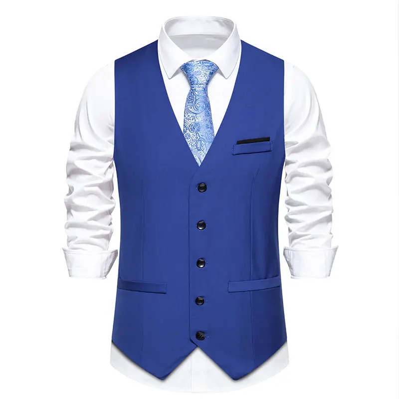 Amazon Cross border Spring/Summer New Vest Solid European Wedding Banquet Single breasted Men's Suit Vest