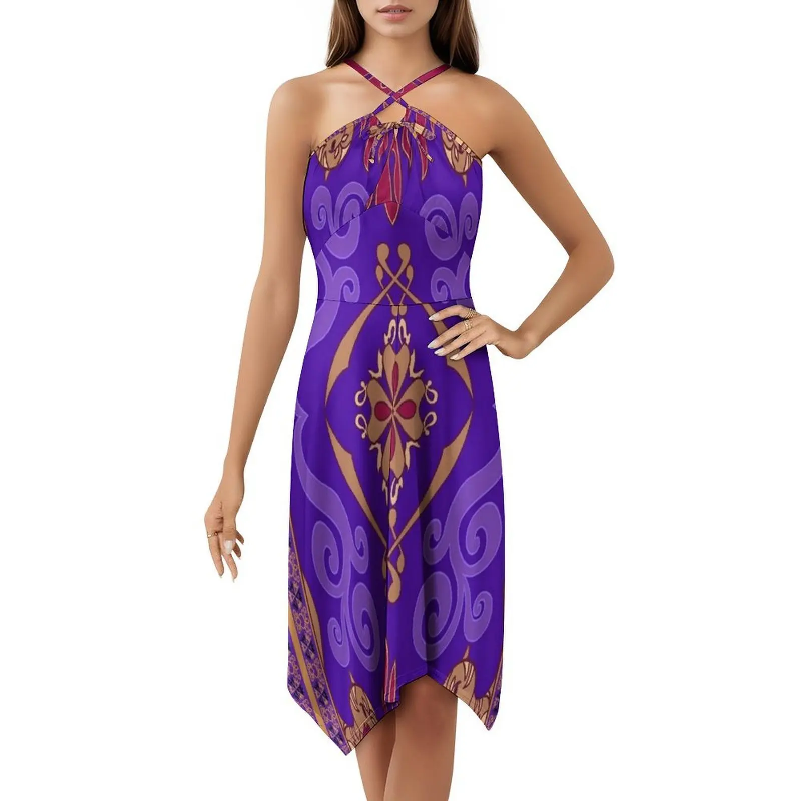 ترتفع إلى المغامرة: ديكور سجادة علاء الدين السحرية لفستان على الطراز الكوري للنساء فستان كاجوال أنيق للحفلات أو الارتداء اليومي