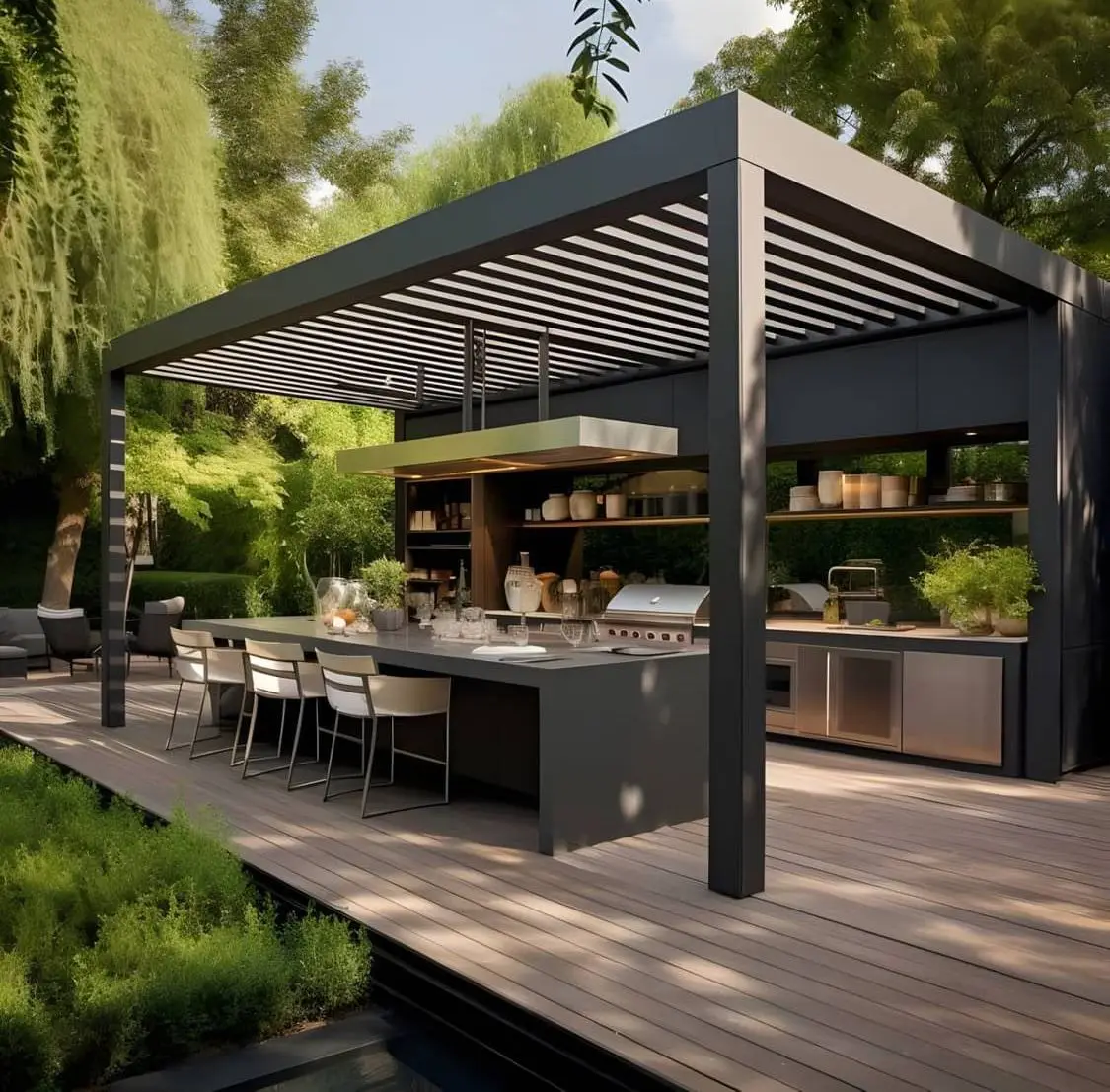 Outdoor Furniture Waterproof Gazebo Aluminum Pool Gabled Bioclimatic Electric Pergola Garden Decorations Louvered Pergolas