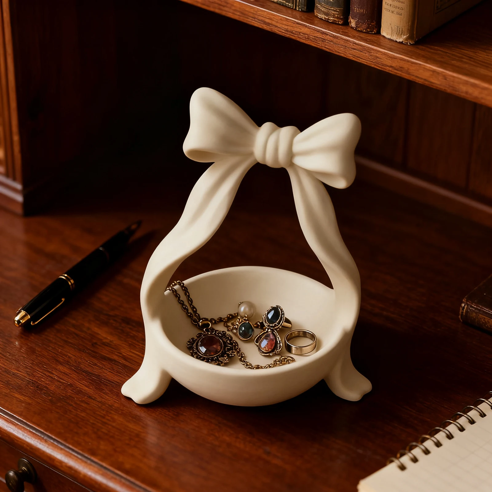 

Jewelry Organizer Tray Creative Bowknot Shaped Resin Storage Rack For Hairpin Necklace Earring Bathroom Desktop Organizer Shelf