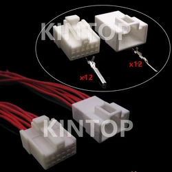 1 Set 12 Pins 1.2 Series Car Wire Connector with Terminal White Auto Male Female Docking Unsealed Socket AC Assembly With Wires