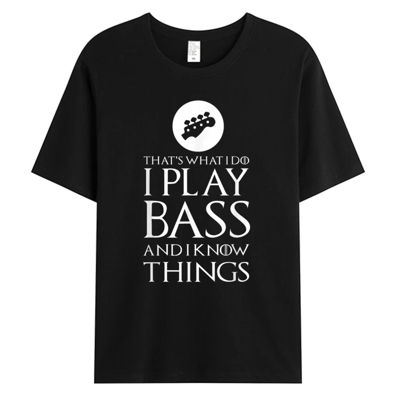 

I Play Bass Funny Guitar Gift Men's Cotton Fabric Graphic Fashion T-shirts Men Oversize Tee Shirts Print Tshirts Y2K Streetwear