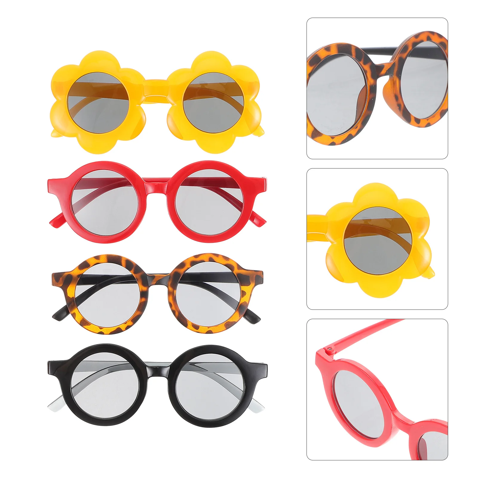 

4Pcs Sunglasses Flower Charming Party Props Lightweight Durable Photo Accessories Sunglasses