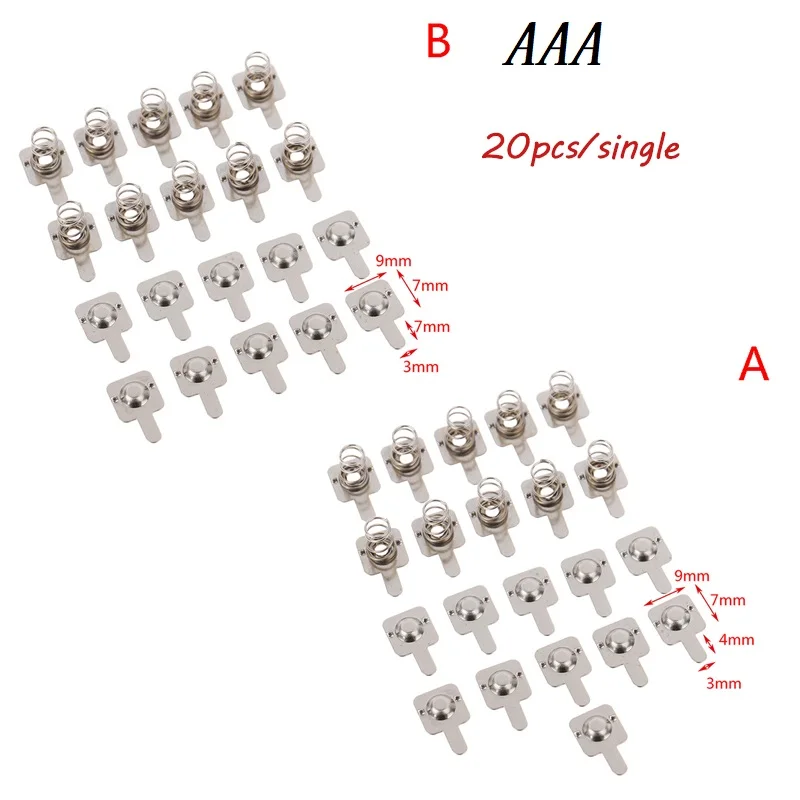 20/10pcs 21x9mm - + Replacement Metal Batteries Spring Contact Plate Silver Unidirectional Slot For AAA/AA Battery Case