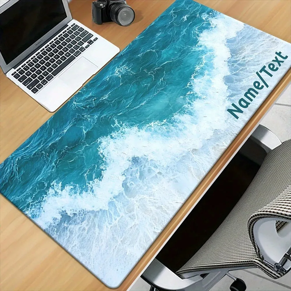 HD Blue Sea Wave Pattern Durable Custom Rubber Mouse Pad, Large Desk Mat, Ideal Gift for Office, Gaming & Home Desktop Decor