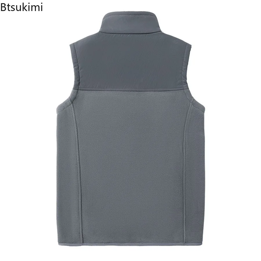 2025 New Men's Fleece Warm Vest Autumn Fashion Stand Collar Thicker Outdoor Casual Waistcoat Sleevelesse Jacket Men Winter Vests
