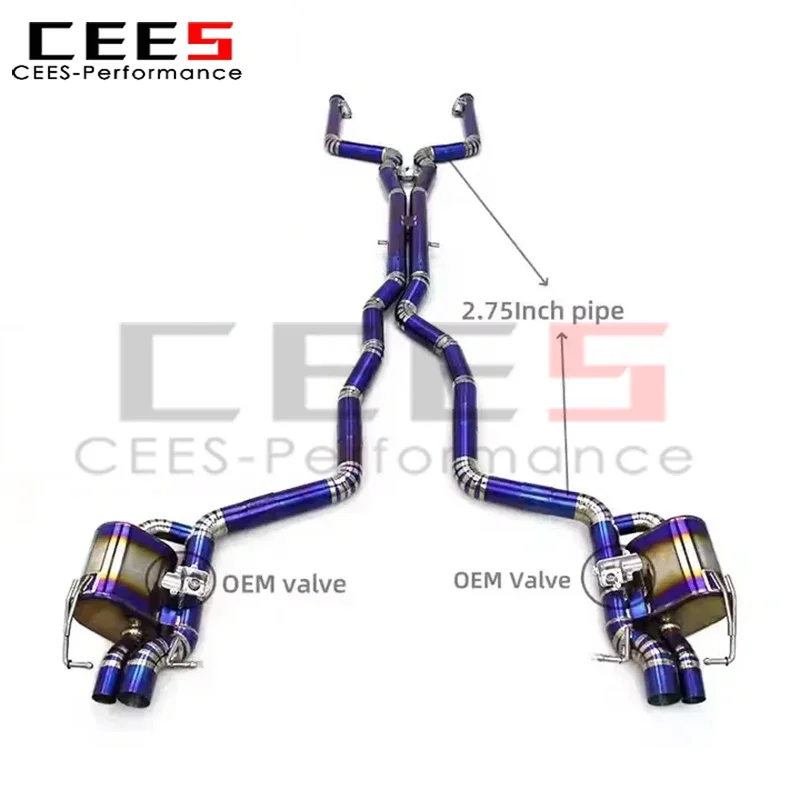 

CEES for Mercedes-Benz C63 C63S AMG W205 4.0T 2015-2020 Cat-Back Exhaust Golden Titanium Electronic Valve Exhaust Muffler System