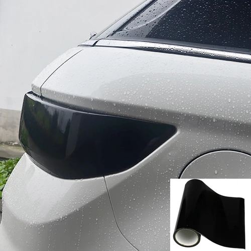 Imagen 2 del producto Película negra oscura para faros delanteros de coche, tinte para luz trasera, luz antiniebla, lámina de película de humo de vinilo para faros delanteros, pegatina teñida para lámpara trasera, 12 ""X 23""