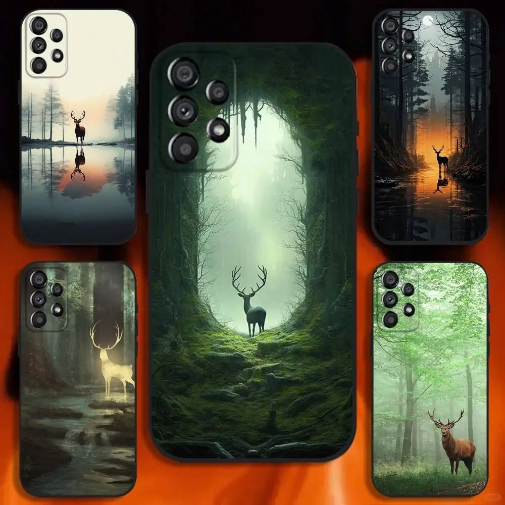 

Forest Animal Deer Phone Case For Samsung Galaxy A20,A21s,A22,A31,A32,A52,A53,A72,73,A80 Soft Black Cover