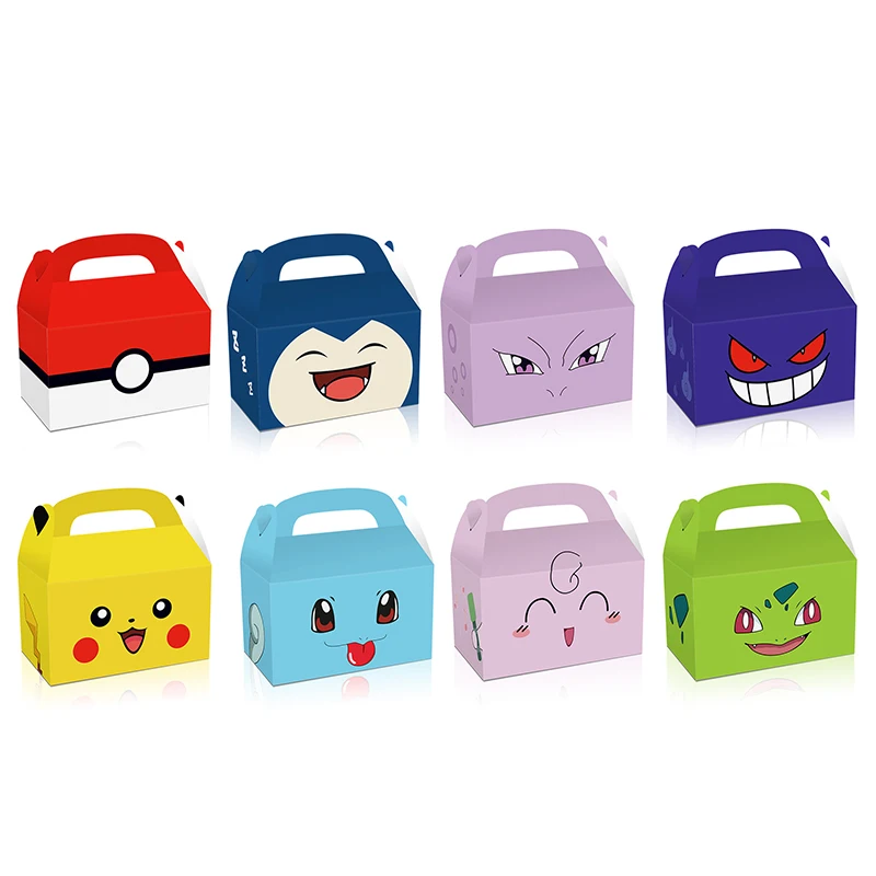 

8/16/24pcs Pokemon Party Favors Birthday Party Decorations Pikachu Paper Gift Bags Handle Candy Box Kids Handheld Paper Box Gift