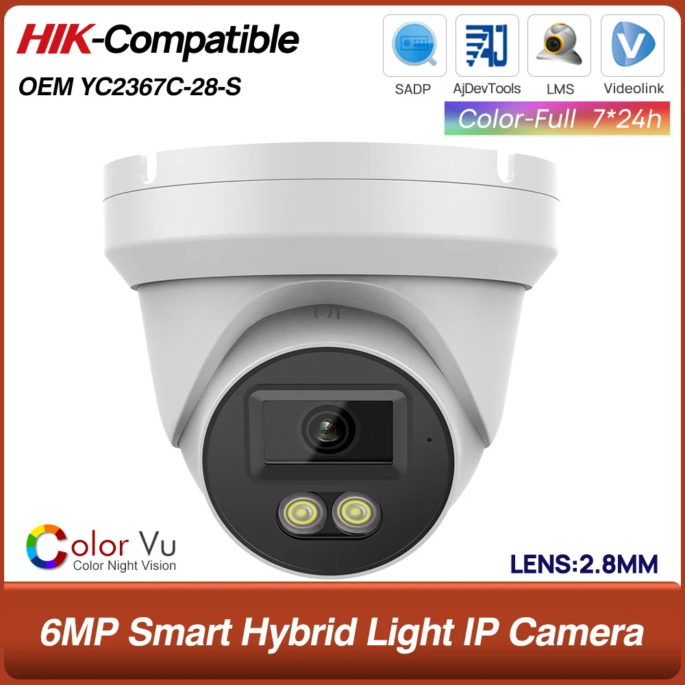 

6MP Smart Hybrid Light IP Camera Built in audio SD Card slot Surveillance Network Camera Plug&Play HIK NVR Hikvision Compatible