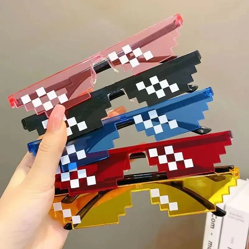 New Funny Quirky Women Glasses Multicolored Pixel Vintage Shades Eyewear For Men Birthday Wedding Party Cosplay Supplies