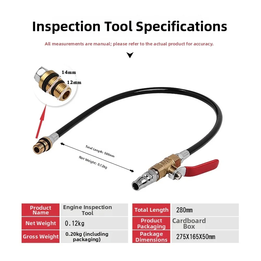 

Engine Cylinder Pressure Tester Tool for Motorcycle and Car Engine Leak Detection with 14mm and 12mm Spark Adapters