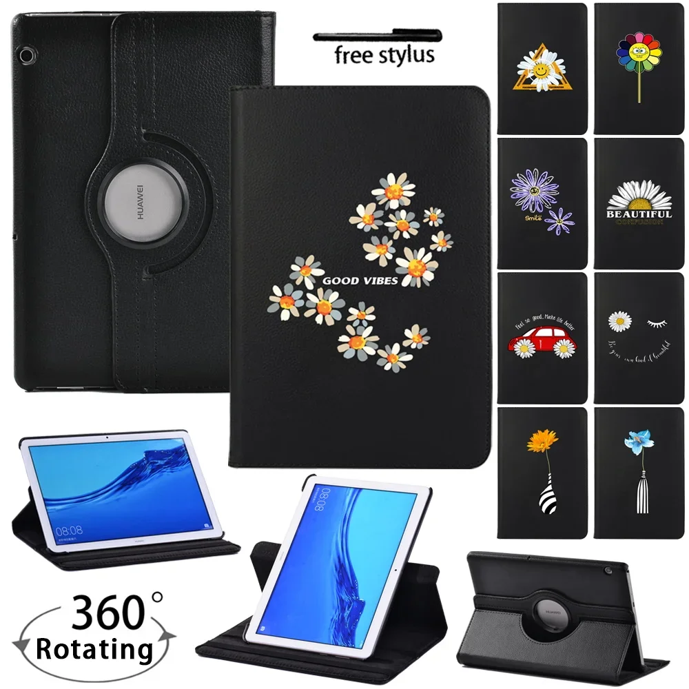 

360 Rotation PU Leather Case for Huawei MediaPad T3 10 9.6"/T5 10 10.1" Stand Holder Cases Smart Tablet Case