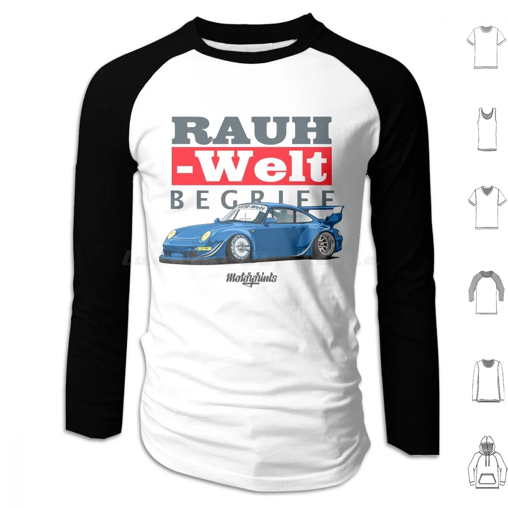 Rwb 993 ( Blue ) Hoodies Long Sleeve Rwb Rauh Welt Begriff Nakai San 930 964 993 996 997 991 Turbo Gt2 Gt3 Autobahn