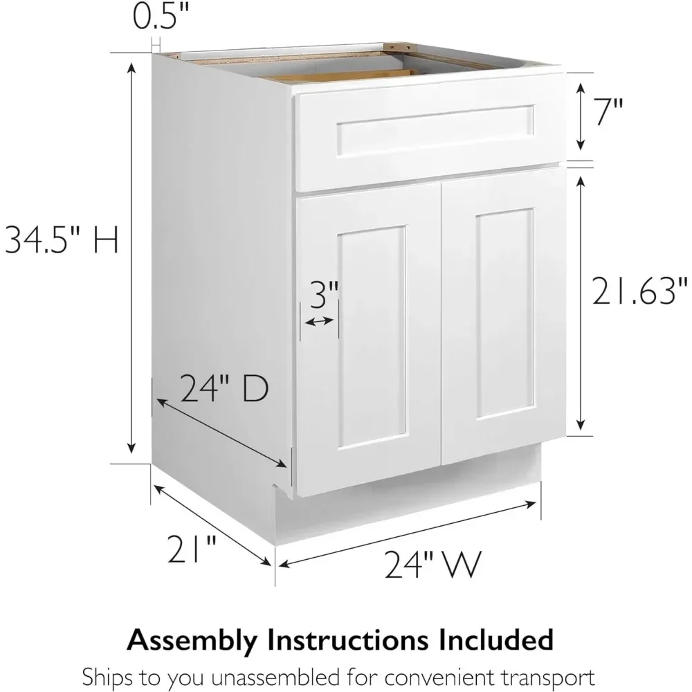 Design House Brookings 24-Inch Base Cabinet, White Shaker