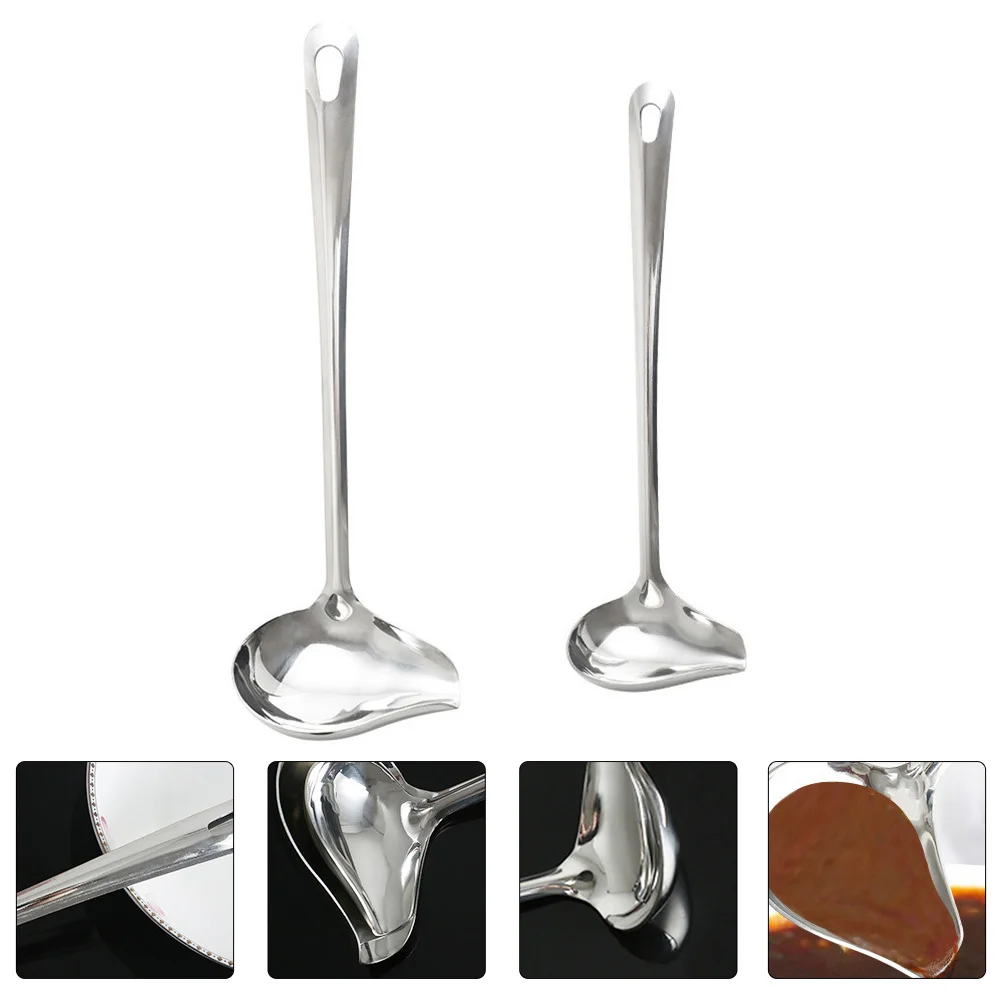 

Oil Spoon Stainless Steel Soup Sauce Decorating Spoons Saucier Drizzle Ladle with Spout Kitchen Gadget Scoops