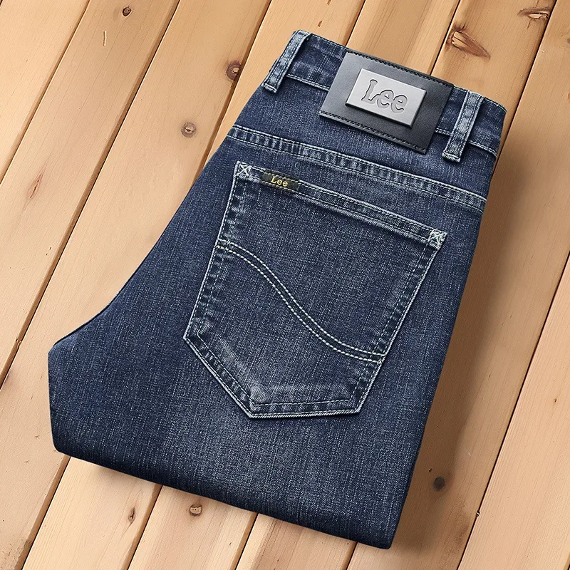 جينز رجالي جديد لخريف وشتاء 2023 ذو علامة تجارية راقية ينعم صورة ظليةك صغيرة مستقيمة الساق مرنة غير رسمية فاخرة أوروبية