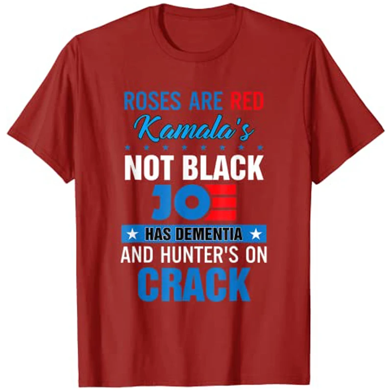 Biden Roses Are Red Kamalas Not Black Joe T-Shirt Fashion Funny Political Joke Tee Tops Men Clothing Short Sleeve Blouses Gifts