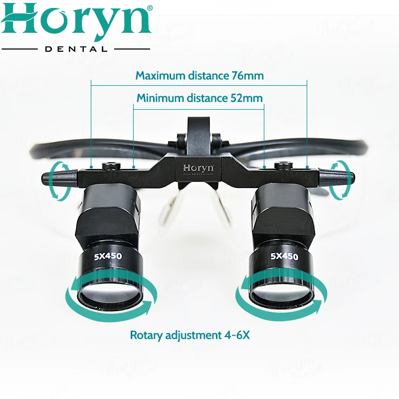 4X 5X 6X Dental Binocular Magnifiger 5W Surgery Ergovision Headlamp Loupes z oświetleniem LED Bateria litowa 300-600mm