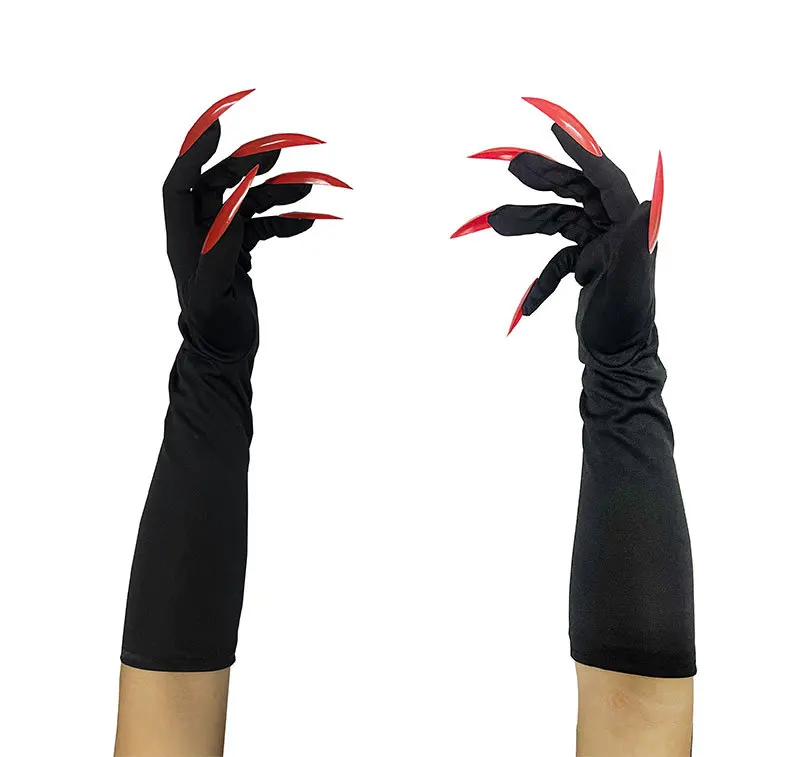 Halloween Gruselige Krallenhandschuhe Lange Nägel Cosplay Kostümzubehör Hexe Vampir Dämon Dehnbare Hände Rot Schwarz Lustiger Handschuh 2026 – Detail 13