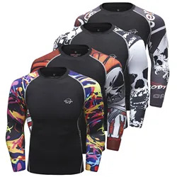 Cody Lundin Polyester Spandex 3d Print Compression T Shirts Sublimated MMA Rash Guard Surf Long Sleeve Boxing Gym Fitness Tops