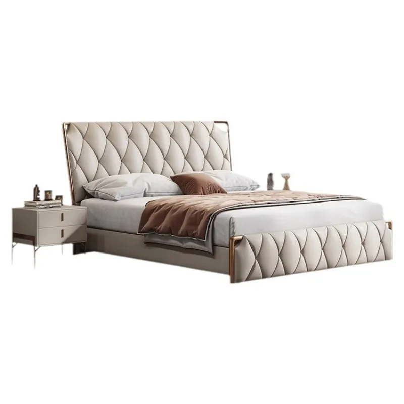 

New Italian light luxury bed atmosphere. M double bed modern simple creative luxury master bedroom big bed first layer