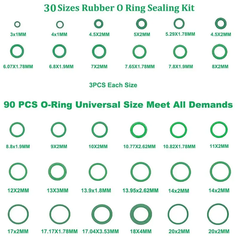 AT51-Automotive Replacement Air Conditioning Compressor Port Sealing Washers, 195PCS A/C Seal Kit, AC O Ring Assortment Kit