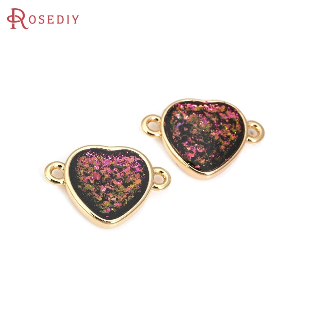High Quality 18K Gold Color Brass 2 Holes Heart Shape Connect Charms Pendants Jewelry Making Diy Findings Accessories
