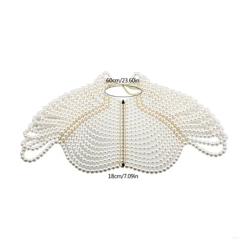 

39XE Unique Imitation Pearls Shawl Chain Fashionable Body Jewelry for Various Occasion Comfortable Bridal Shoulder Chain